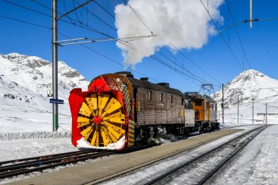 Dampfschneeschleuder am Bernina (RhB)